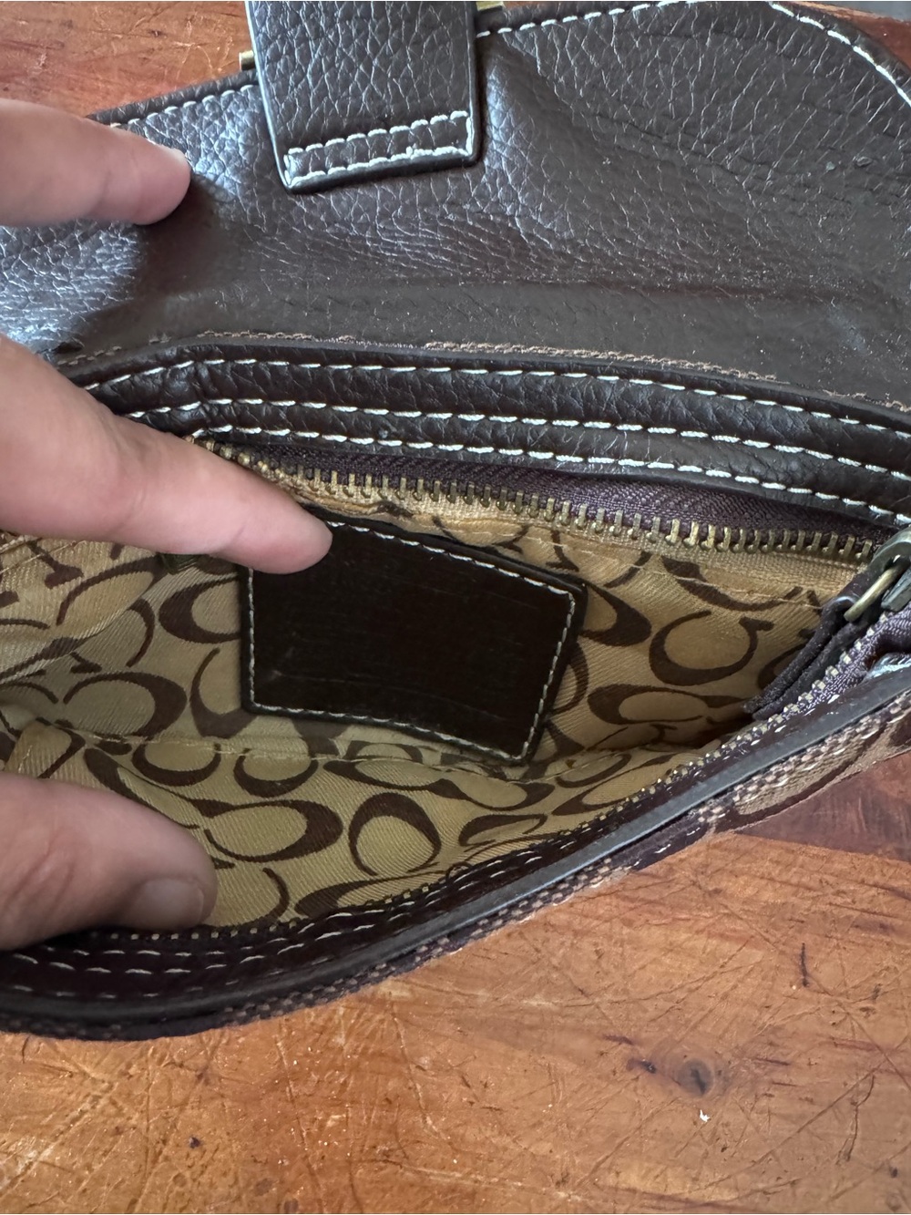 Coach Brown Signature Canvas Wristlet - Picture 4 of 4